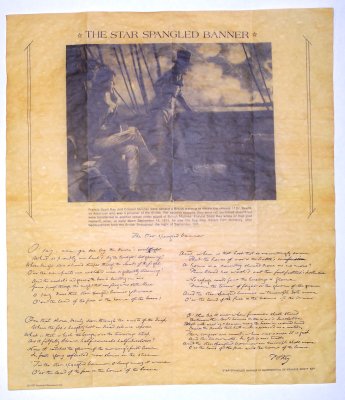 Star Spangled Banner antiqued parchment replica document